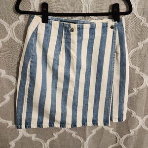 Striped blue and white jean skirt- size 10